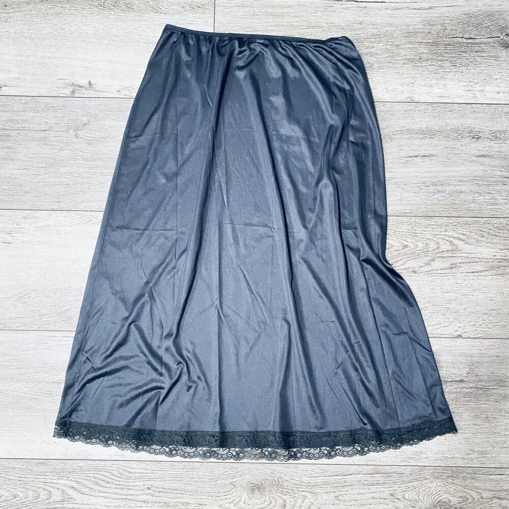 Vintage Half Slip Skirt Womens Large Nylon Lace Trim Underskirt Lingerie 90s 80S